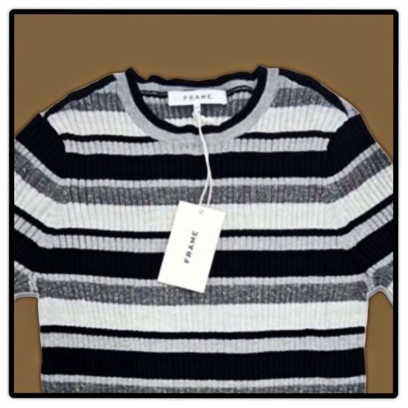 Frame Denim Metallic Striped Rib Knit Sweater - Picture 11 of 16